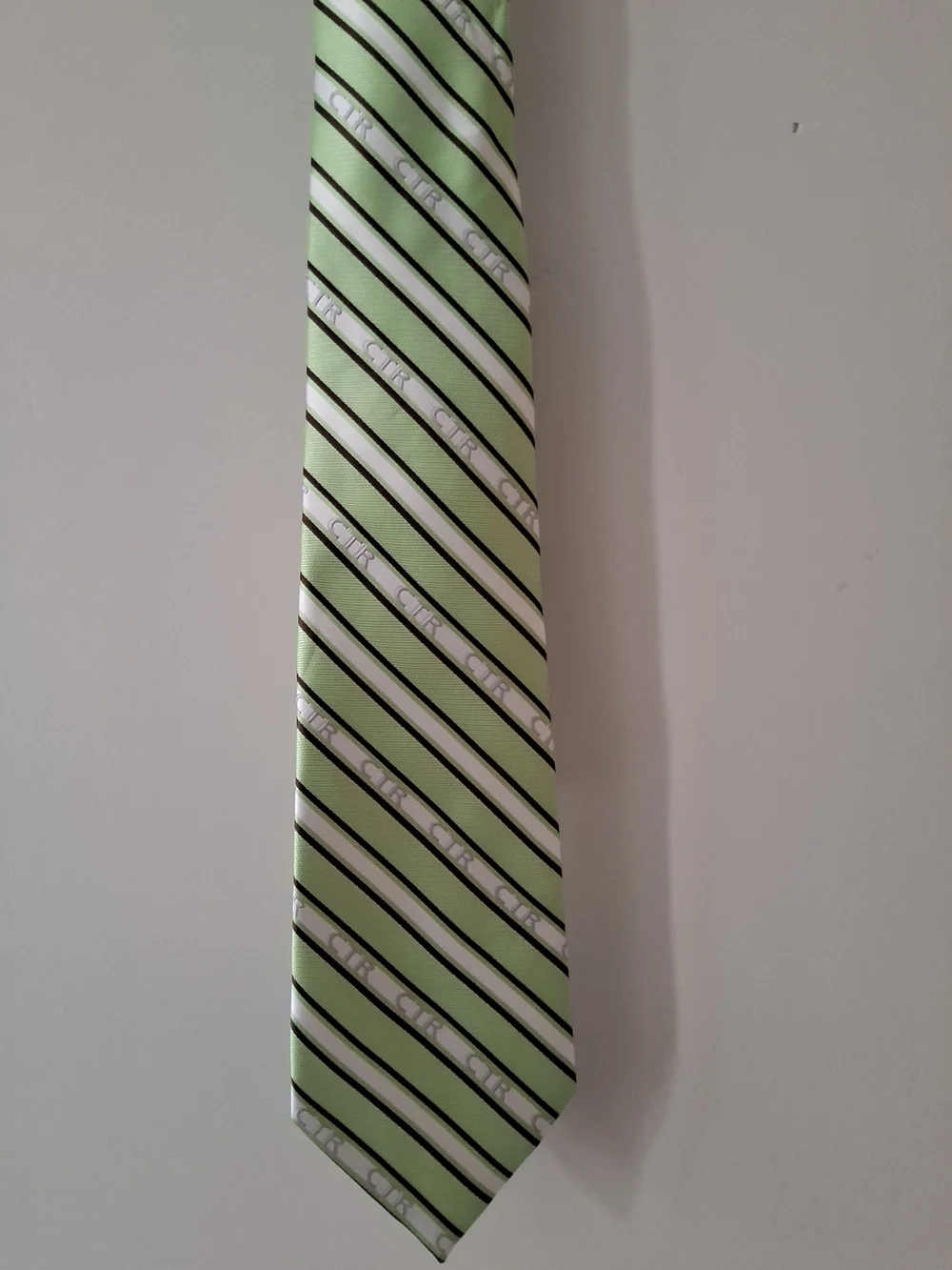 Ringmasters  Green Striped Men's Tie with Black & White Accents